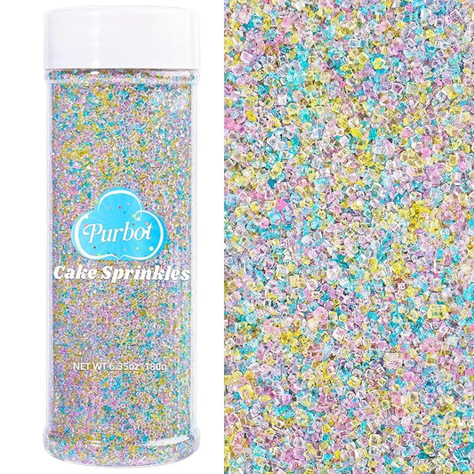 Unicorn Sprinkles Pastel Sanding Sugar for Baking, 6.35oz/180g Edible Sparkling Crystals Sugar Sprinkles for Cakes Cupcakes Cookies Ice Cream