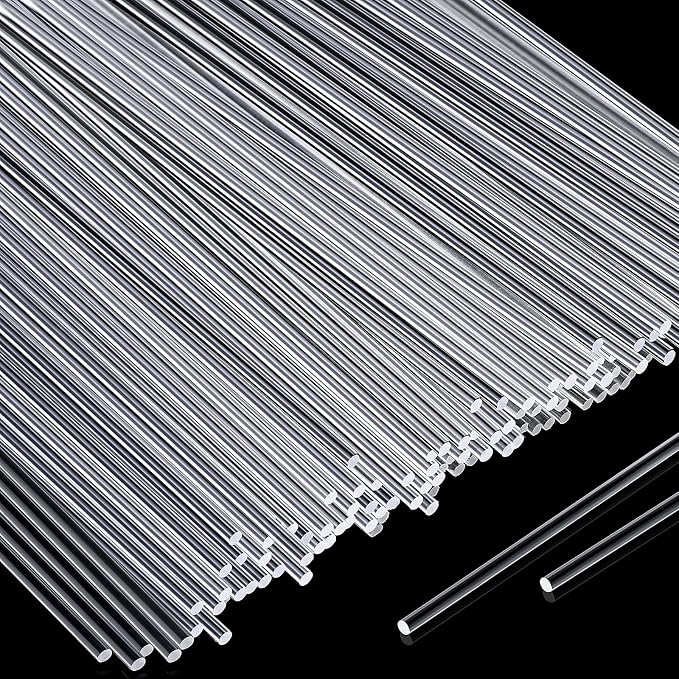 Zopeal 200 Pcs Acrylic Lollipop Sticks Clear Cake Pops Rods Cake Topper Candy Cupcake Treat Stick for Wedding Chocolate Cookie Dessert Handmade DIY Crafts Party Decor Gardening(12 x 0.12 Inches,Clear)