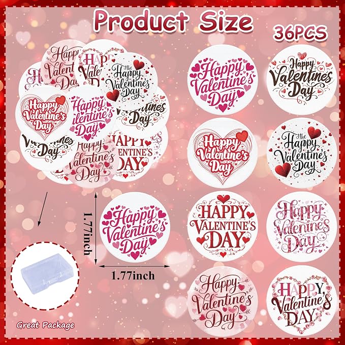 36PCS Edible Happy Valentine’s Day Cupcake Toppers Wafer Paper Sweet Love Be Mine Kiss Me Cupcake Picks Valentine’s Cake Decor for Valentine's Day Theme Wedding Party Supplies