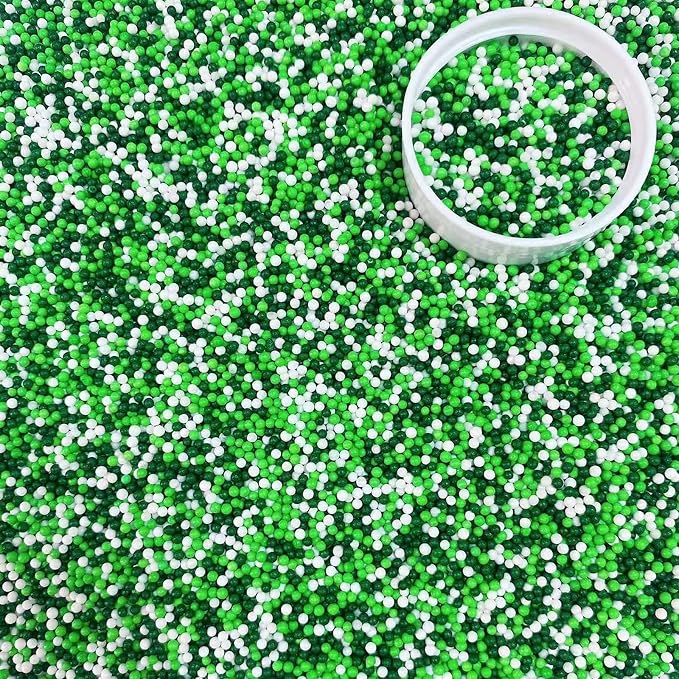 Sentovac Green and White Nonpareils Sprinkles St Patricks Edible 2mm Mini Peals Sprinkle for Cake Decorating Sugar Candy Cookie Cupcake Topper Baking Decorations Christmas St Patricks Supplies