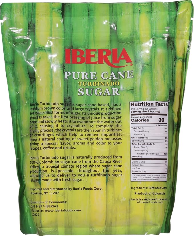 Iberia Pure Cane Raw Turbinado Sugar 2 lb (Pack of 2)