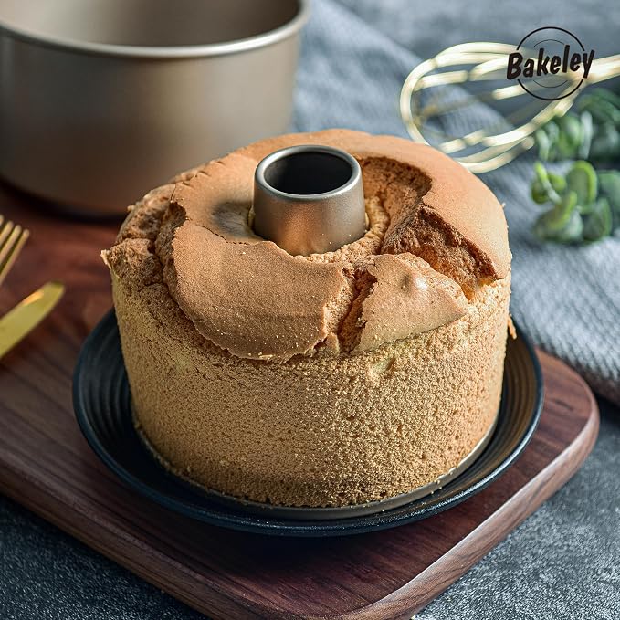 Angel Food Cake Pan, 8-Inch with Removable Loose Bottom Non-Stick Chiffon Tube Pan for Oven and Instant Pot Baking (Champagne Gold)