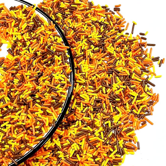 Homipooty Yellow Orange and Brown Soft Jimmies Sprinkles Edible Thanksgiving Autumn Fall Sprinkles Candy Jimmies Sprinkles for Cake Decorating 78g/2.75oz Cookie Cupcake Topper Ice Cream