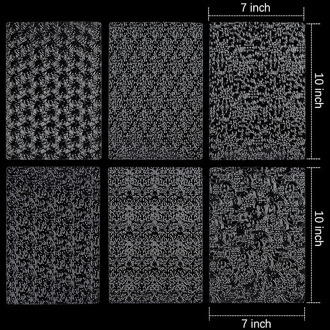 Ocmoiy 6 Pack Fondant Texture Sheets Floral Cake Impression Mats Rose Vine Lace Fondant Embossing Molds for Cake Decorating, Chocolate, Gum Paste, Wedding Cookies