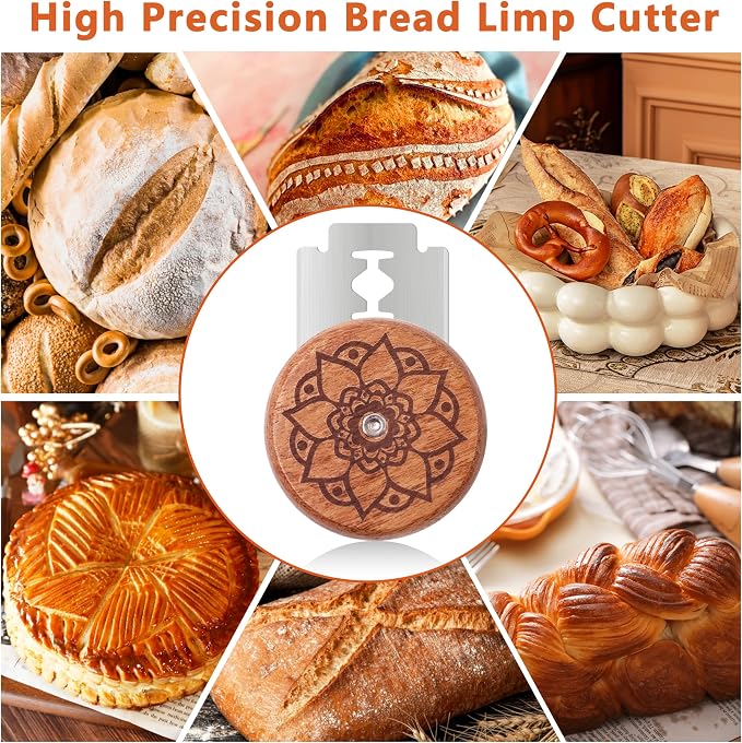 UFO Bread Lame Cutter for Homemade Sourdough,Bread Scorer Tool for Sourdough with 5 Blades and Case,Slashing Tool Bread Cutting Knife for Artisan Bread and Baguette Makers,Lotus-red