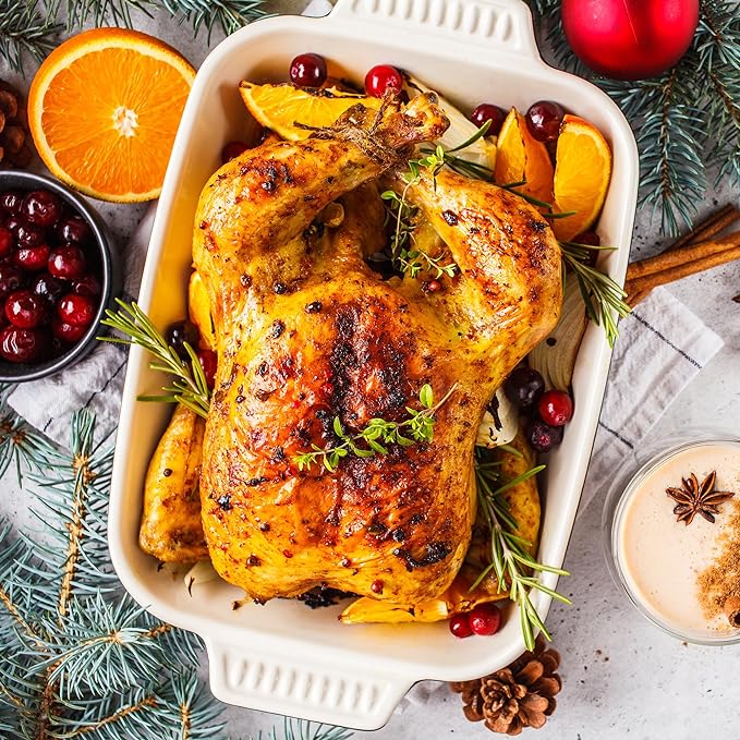 Sunvivi Roaster Oven, Electric Roaster Oven with Viewing Lid, 28lb 24-Quart Turkey Roaster with Unique Defrost/Warm Function, Large Roaster with Removable Pan & Rack, Stainless Steel, White