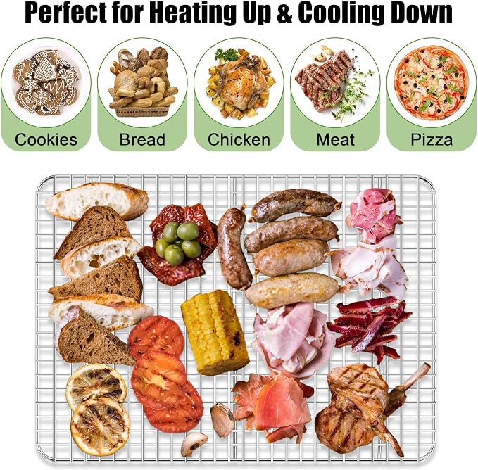 Homikit 2 Pack Cooling Racks, 15.3 x 11.3 Inch Stainless Steel Large Baking Rack Set for Roasting Grilling, Bacon Bread Pizza Cookie Oven Wire Rack Fits 16x12 Sheet Pan, Rust Free & Dishwasher Safe