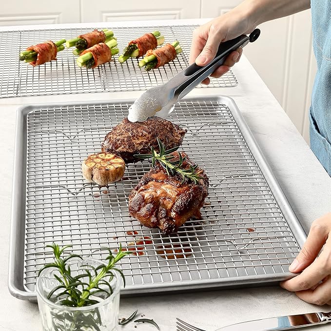 Spring Chef 11.5 x 16.5 Inch Stainless Steel Cooling Racks for Cooling & Baking - Oven Safe - Wire Roasting Racks for Oven Use - Fits Half Sheet Cookie Pan - Dishwasher Safe - Set of 2