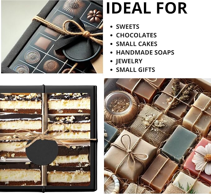 30PCS Cookie Boxes Black with Window - 4.13 x 4.13 x 1.18 Inch Durable Packaging for Baked Goods Small Bakery Containers for Pastries Gift Giving Bulk Food Storage Elegant Display for Desserts