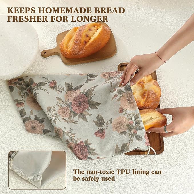 3-Pack Reusable Linen Bread Bags - Extra Large Eco-Friendly Bread Storage & Proofing Covers, Ideal Christmas Gift for Bakers, Homemakers & Sustainable Kitchen