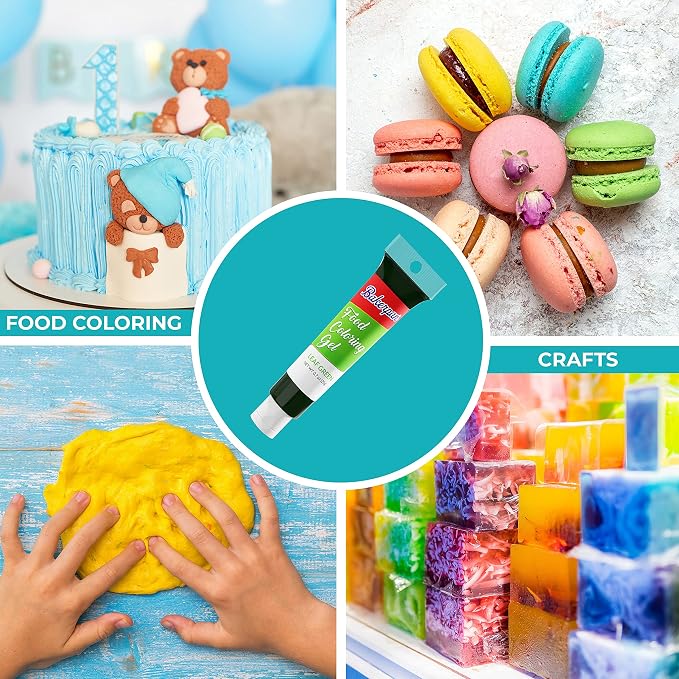 Bakerpan Gel Food Coloring for Baking, Royal Icing, 20g Edible Food Coloring Gel for Cake Decorations - Set of 8