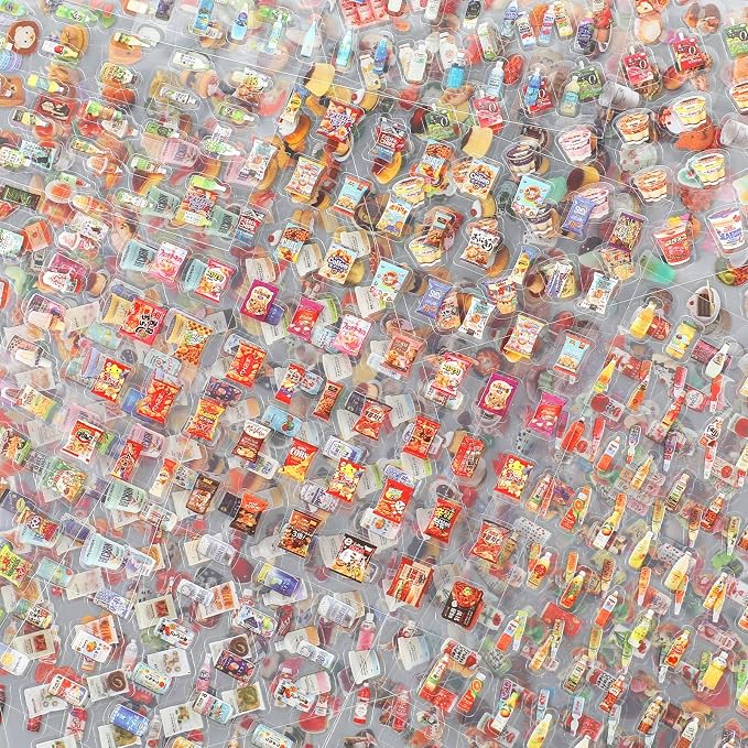 2000+ Cute Mini Sticker Pack, 36 Sheets Tiny Food & Snack Stickers,5mm Transparent Pet Stickers Including Fruits, Drinks, Desserts, Bread, Sushi and More for Journaling, Scrapbooking, DIY Decoration