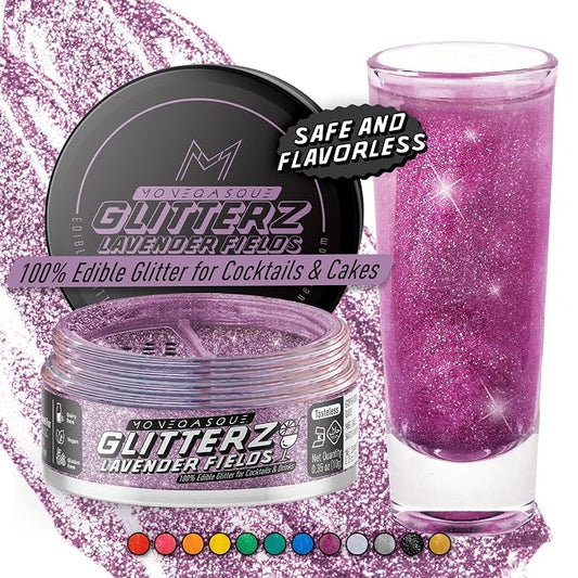 MONÉGASQUE Lavender Purple Edible Glitter for Drinks 10g – Purple Edible Glitter for Cakes & Cocktails – Cocktail Drink Shimmer Flakes – Food Decorating Sprinkles & Cake Decorations Spray Toppers