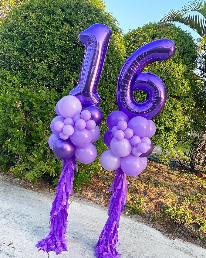 Purple Number 60 Balloon 40 Inch, 60th Birthday Party Decorations for Children, Giant 60 Foil Balloon for Party Supplies