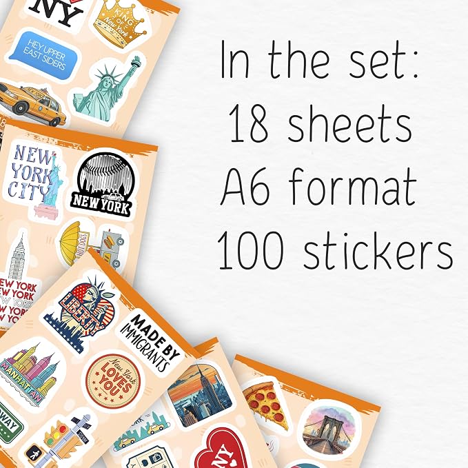 100Pcs New York Stickers for Scrapbooking, Laptop, Water Bottle, NYC Stickers -NYC Party Decorations - New York Gifts & Souvenirs - Gift for Women & Men