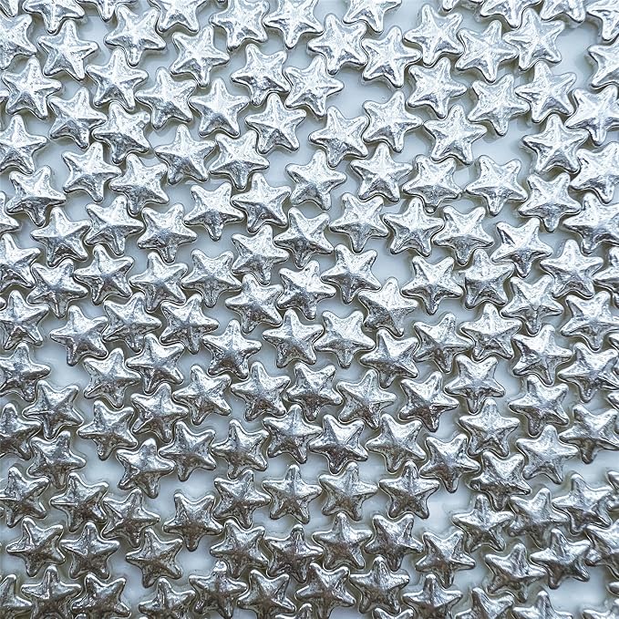 CandiJumpin Edible Star Sprinkles 10 mm, Silver Stars for Cake Decorating Silver Star Cake Decoration Large Edible Stars Baby Shower Party Birthday Wedding Christmas Supplies 3 OZ