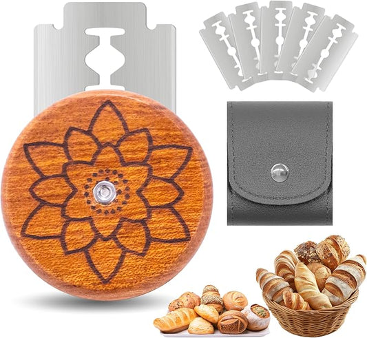 UFO Bread Lame Cutter for Homemade Sourdough,Bread Scorer Tool for Sourdough with 5 Blades and Case,Slashing Tool Bread Cutting Knife for Artisan Bread and Baguette Makers,Water Lily
