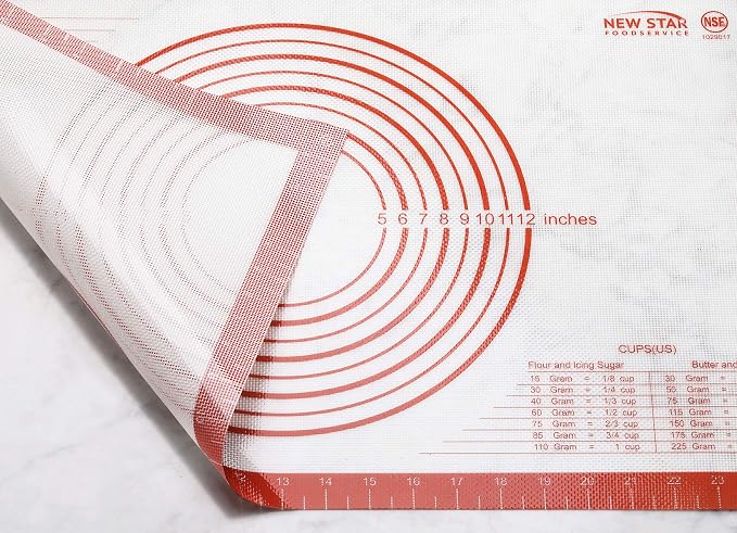 New Star Foodservice 16 x 26 Inch Non-Slip Silicone Pastry Mat, Extra Large Commercial Grade NSF Certified Baking Mat with Measurements