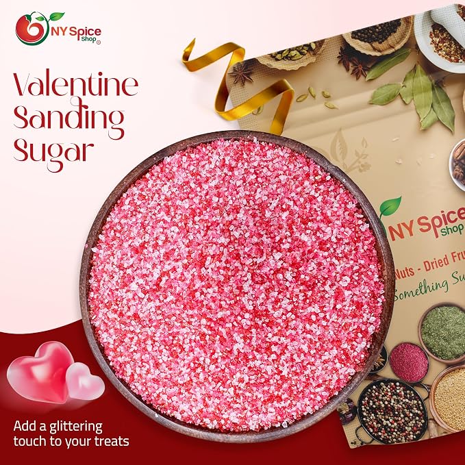 NY Spice Shop Sanding Sugar - 1 Pound Sanding Sugar Red Pink Decorative Sugars Crystals for Sweet treat - sprinkles sugars for Cupcakes Cookies Cakes Dessert Decorating