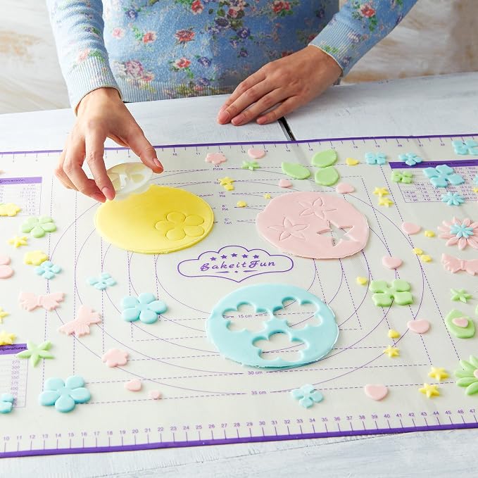Silicone Pastry Mat Large, 26 x 18 inches. Nonstick Rolling Mat with Measurement Markings in Inches and Centimeters, Conversion Charts, BPA Free, Dishwasher Safe, Heat Resistant to 450°F