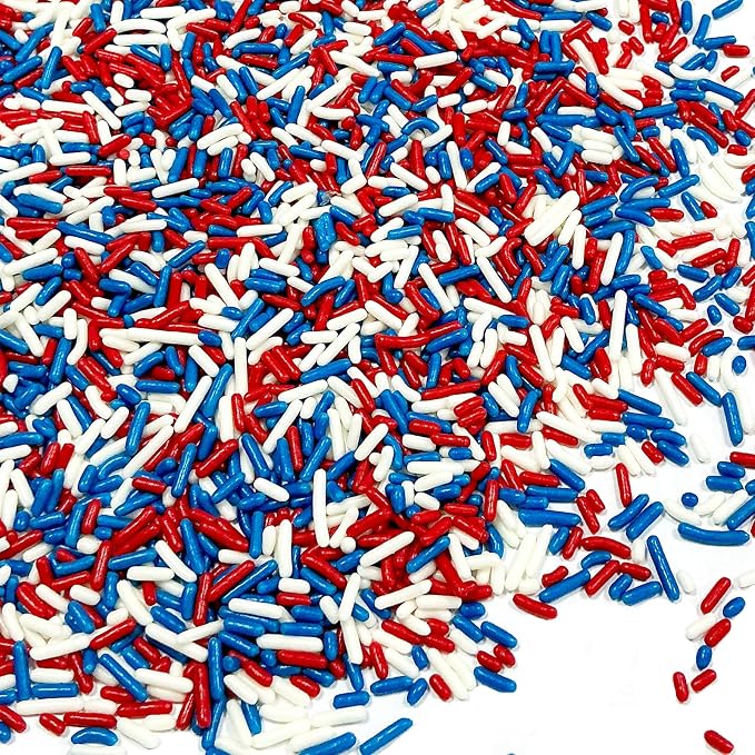 Homipooty Patriotic Sprinkles Edible Red White and Blue Jimmies Sprinkles for Cake Decorating Fourth of July Sprinkles 78g/2.75oz Cookie Cupcake Topper Ice Cream