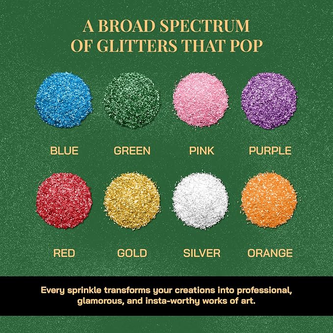 Dazzle Dust Edible Glitter Sprinkles for Cake Decorating, Drinks, Cookie, Icing, Dessert Decorations, Sparkly Luster, Food-Grade, Vegan, Gluten Free, Kosher, Bulk 10g, Green