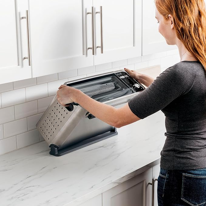Ninja FT301 Dual Heat Air Fry Countertop 11-in-1 Convection Toaster Oven with Extended Height, XL Capacity, Flip Up & Away Capability for Storage Space, Silver (Renewed)
