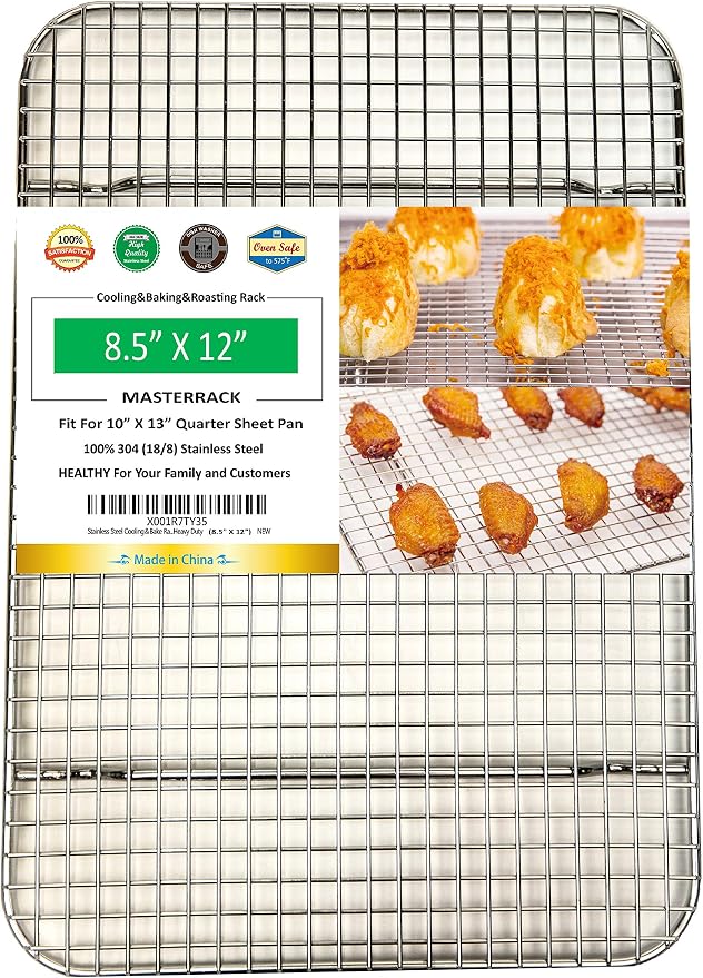 1/4 Sheet Pan Cooling Rack and Wire Grate Safe Rust-Resistant Heavy Duty (8.5"X12"X0.7")