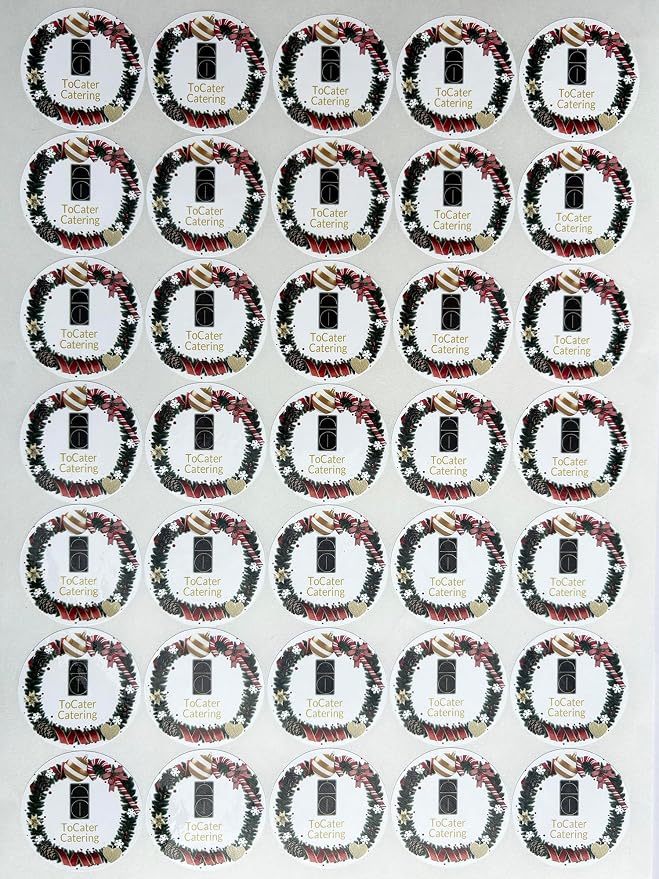 Custom Stickers for Weddings, Birthdays & Businesses - Personalized Labels with Your Logo - Waterproof, Fade and Heat Resistant - Pack of 100-1000 (Wreath K, 2 Inch)
