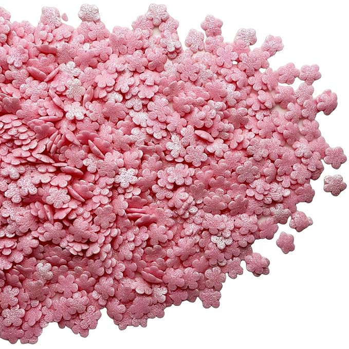 SE Si&Moos Edible Pink Flowers Sprinkles for Cake Decorating Mini Sugar Flowers Pink Confetti Sprinkles Edible Flower Cake Decorations, Baking, Ice Cream, Cookies, Cupcake Toppers Party Baby Shower Holiday Valentines Supplies 3 OZ