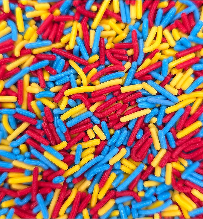 NCS Red, Yellow & Blue Jimmies Edible Sprinkles – Cupcake, Cake & Cookie Decorations, 7 oz