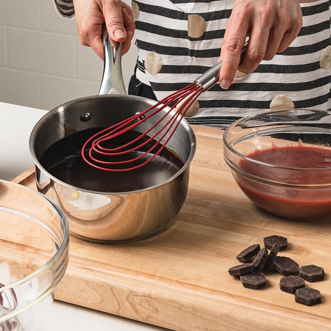 Cuisipro 8-Inch Silicone Flat Whisk, Red