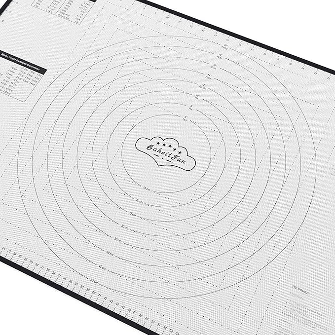 Extra Large Silicone Baking Mat – Non-Stick Pastry Mat with Measurements, Conversion Charts & Heat Resistance – Reusable Food-Grade Silicone for Dough Rolling, Pizza & Baking