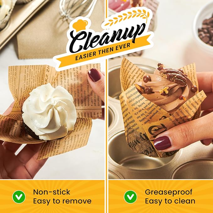 Baker's Signature 150pcs Parchment Paper Muffin Liners - Natural Wood Pulp, Greaseproof, Waterproof, Non-Toxic - Ideal for Multiple Occasions