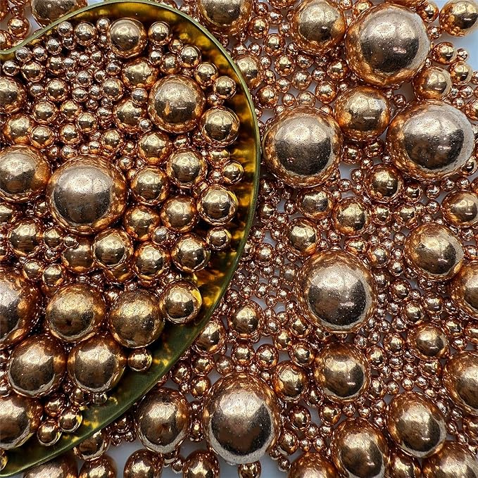 CandiJumpin Edible Pearls for Cake Decorating, Rose Gold Pearl Sprinkles Rose Gold Sugar Pearls Edible Cake Decorations Pearl Sugar Sprinkles Valentines Cupcake Toppers Baby Shower Party Birthday Wedding Christmas Supplies 3 OZ