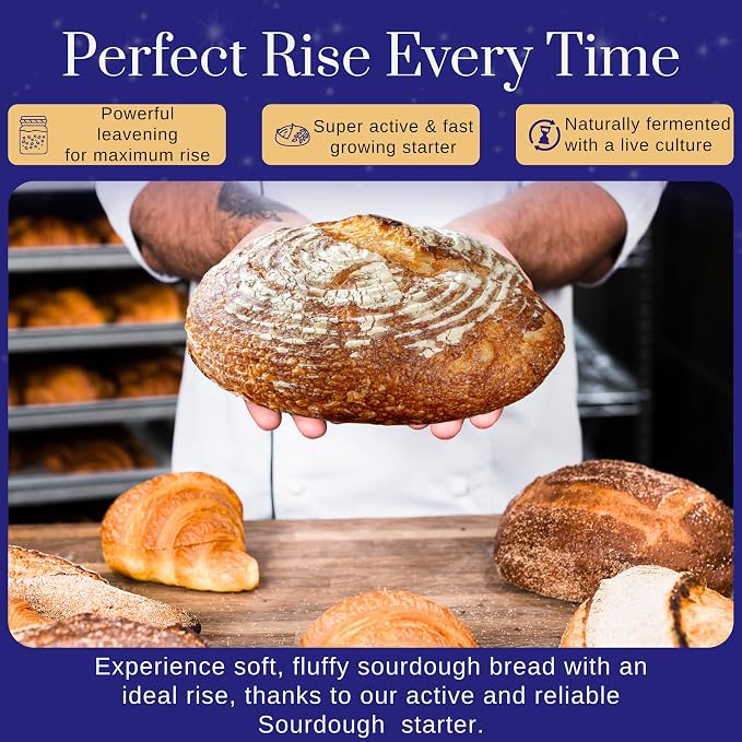 Mature Sourdough Starter Culture – 100+ Years Old Dehydrated Sourdough Starter Kit for Delicious Homemade Sourdough Bread – All-Natural and Healthy - Beginner Friendly, Fast reactivation and Expert Support