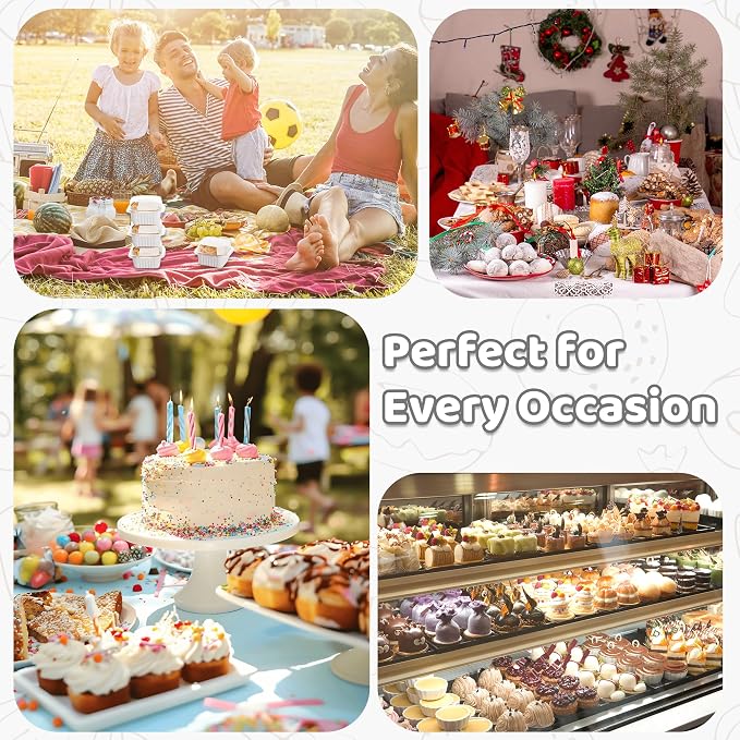 40 Pack 5 OZ Mini Cake Pans with Lids, Disposable Square Aluminum Foil Brownie Baking Cups, Mini Aluminum Foil Cupcake Muffin Tin Ramekins, Flan Molds Cake Containers for Wedding Birthday Party, White