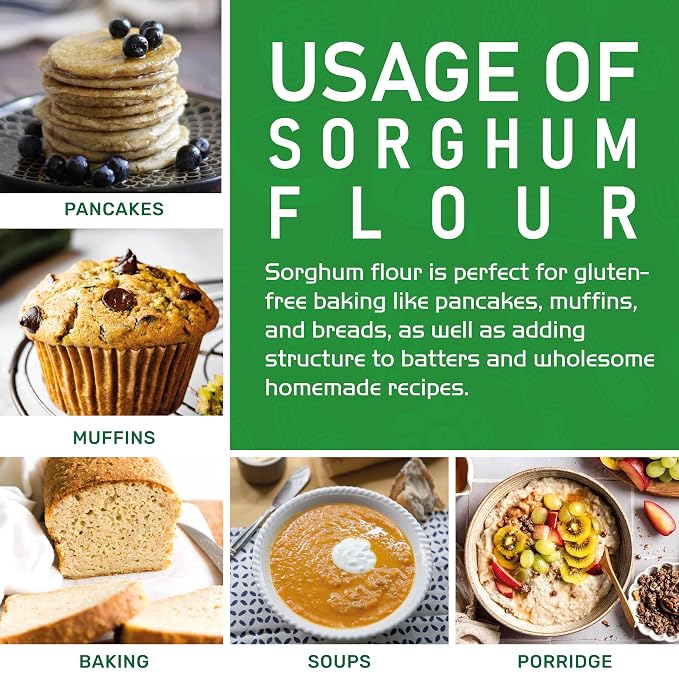 Jiva Organics Organic Sorghum Flour 2 Pound Bag - Jowar Flour, 100% Natural & Non-GMO