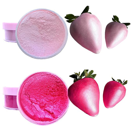 Valentine PINK and BABY PINK Diamond LUSTER DUST edible glitter for cake decoration, chocolate paint, strawberries, Cake, Cupcake, drinks, jelly shot, and any dessert / 5 Gram Net each jar / 2 colors set