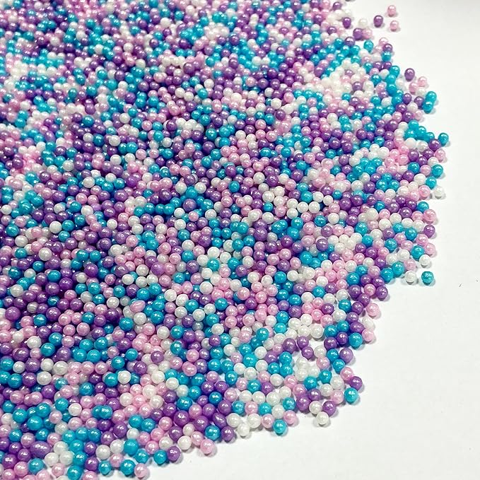 Homipooty Mermaid Nonpareils Sprinkles Edible Mini Pearl Sugar Sprinkles 110g/3.88oz 2mm Mini Pearl Baking Cakes Cupcake Topper and Cake Decorations
