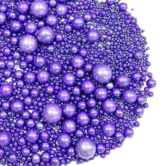 Sprinkles Edible Purple Pearl Sugar Sprinkles Candy 142g/5.01oz Mix Size Purple Pearls Baking Cupcake Toppers Cookie Ice Cream Decorations for Wedding Parties Valentines Day Halloween Christmas