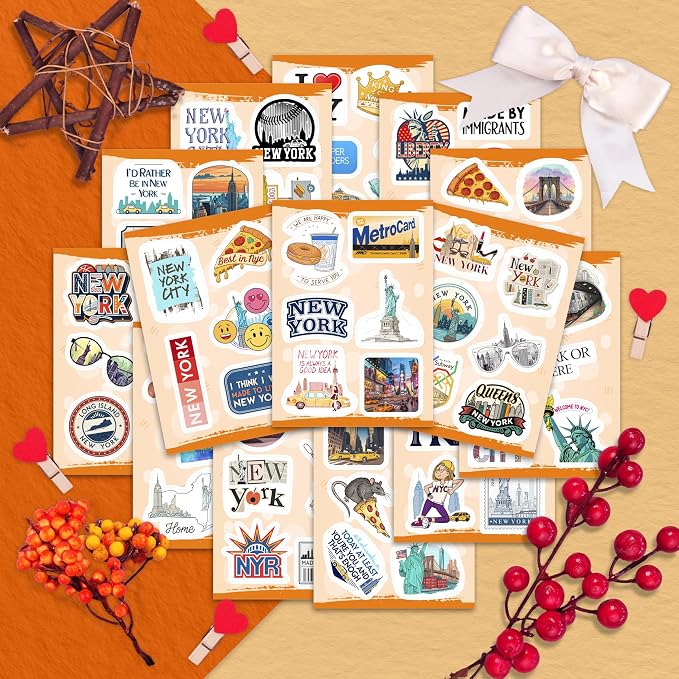 100Pcs New York Stickers for Scrapbooking, Laptop, Water Bottle, NYC Stickers -NYC Party Decorations - New York Gifts & Souvenirs - Gift for Women & Men