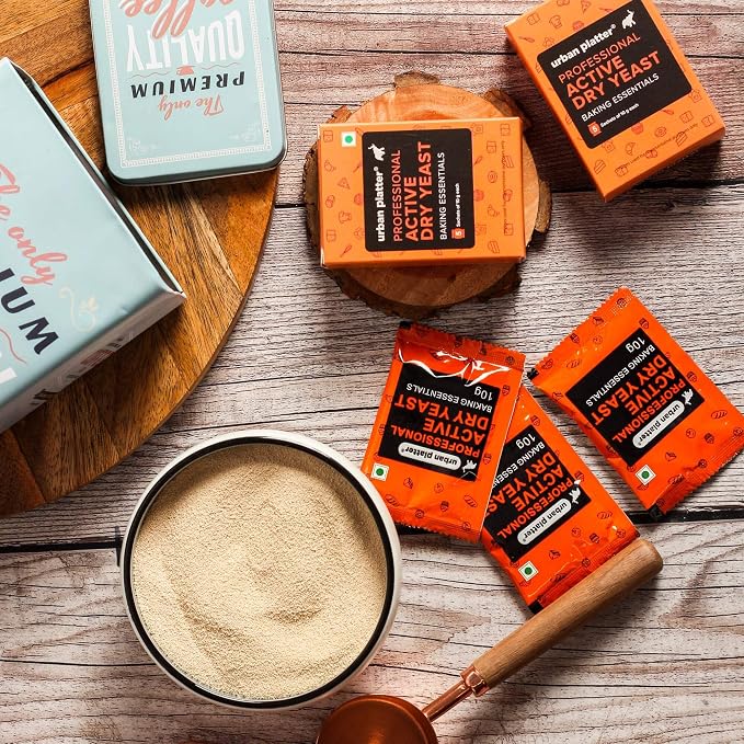 Urban Platter Active Dry Yeast | 1.76 Oz/50g (5 x 10g Packets) | Fast Rising Yeast | Gluten-Free | Long Shelf Life | Ideal for Bread, Pizza Dough, Cakes & Baking
