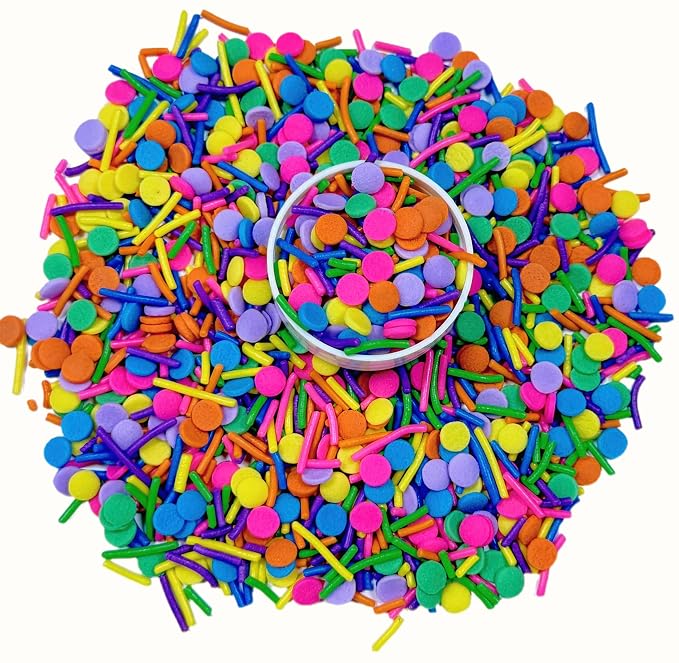 Sentovac Rainbow Round Confetti and Jimmies Sprinkles for Cake Decorating, Round Sprinkle for Cupcakes, Ice Cream, Donut, Cookies, Chocolate 3.53OZ