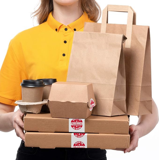 Food Delivery Tamper Evident Sealed for Freshness Labels - 500 Adhesive Stickers for Safe Food delivery (Circles 12 Pack)