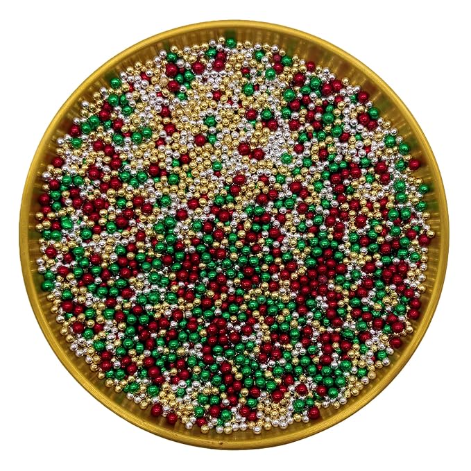 Dynastang 2mm Christmas Pearls Sprinkles Edible Pearls Cake Decorating Stars Cake Decorations Cupcake Toppers Cookie Decorating Perfect for Cakes, Cupcakes, Desserts Toppings 3OZ