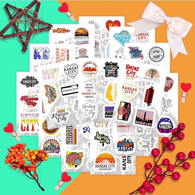 BulbaCraft BulbaCraft Kansas City Stickers for Water Bottle and Laptop - City Souvenirs, Decorations & Gifts, Waterproof Vinyl Decals, Gifts for Women & Men
