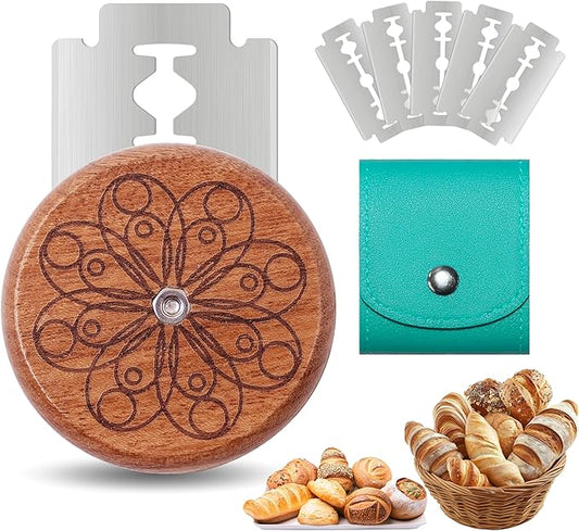 UFO Bread Lame Cutter for Homemade Sourdough,Bread Scorer Tool for Sourdough with 5 Blades and Case,Slashing Tool Bread Cutting Knife for Artisan Bread and Baguette Makers,Circle-teal