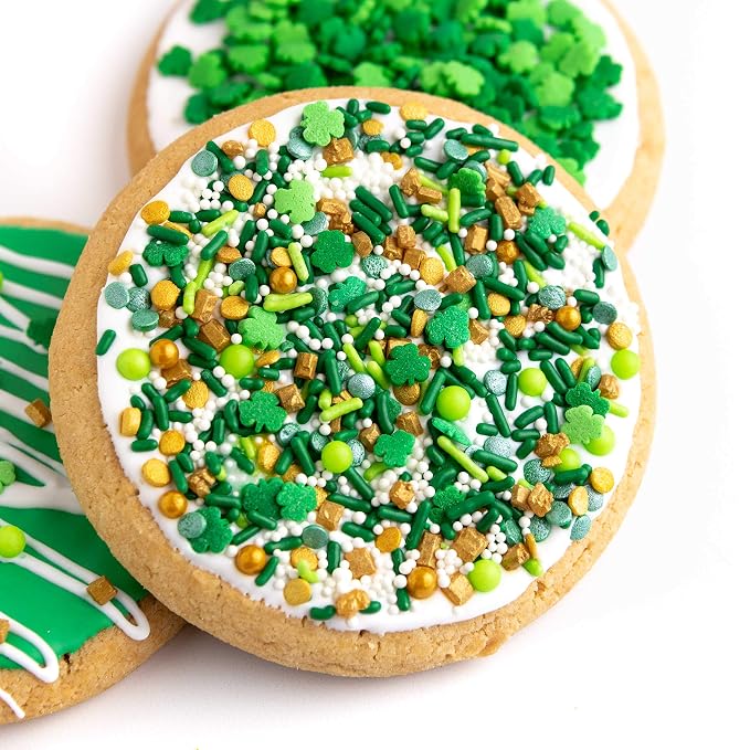 Sweets Indeed St Patricks Day Sprinkles – Green and Gold Shamrock Clover Sprinkles for Baking, Cake Decorating, Cupcakes, Cookies & Desserts – Festive Irish Holiday Sugar Decorations – 4 ounces