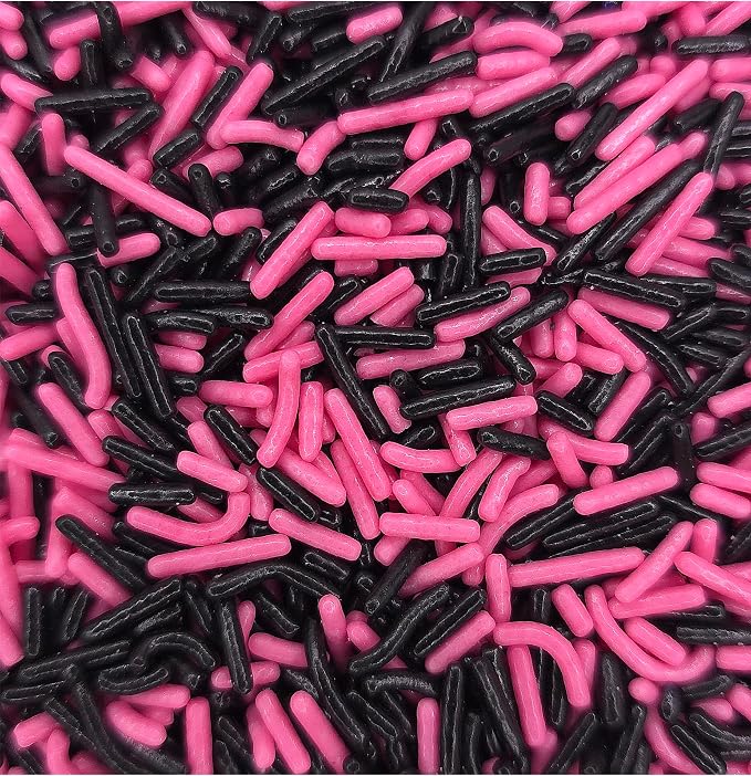 NCS Pink & Black Jimmies Edible Sprinkles – Cupcake, Cake & Cookie Decorations, 7 oz
